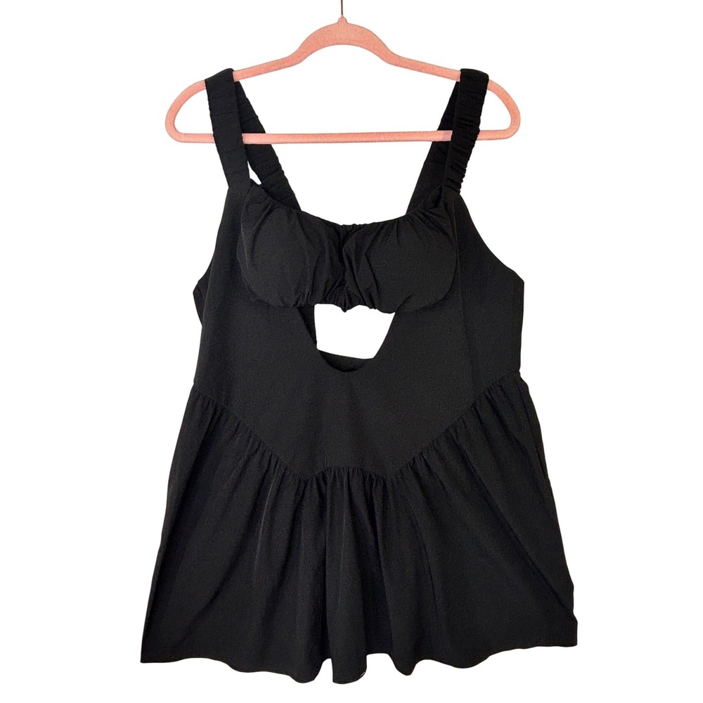 NWT Anotherchill Tennis Dress Built In Bra Black Cutout Babydoll Ruched Straps